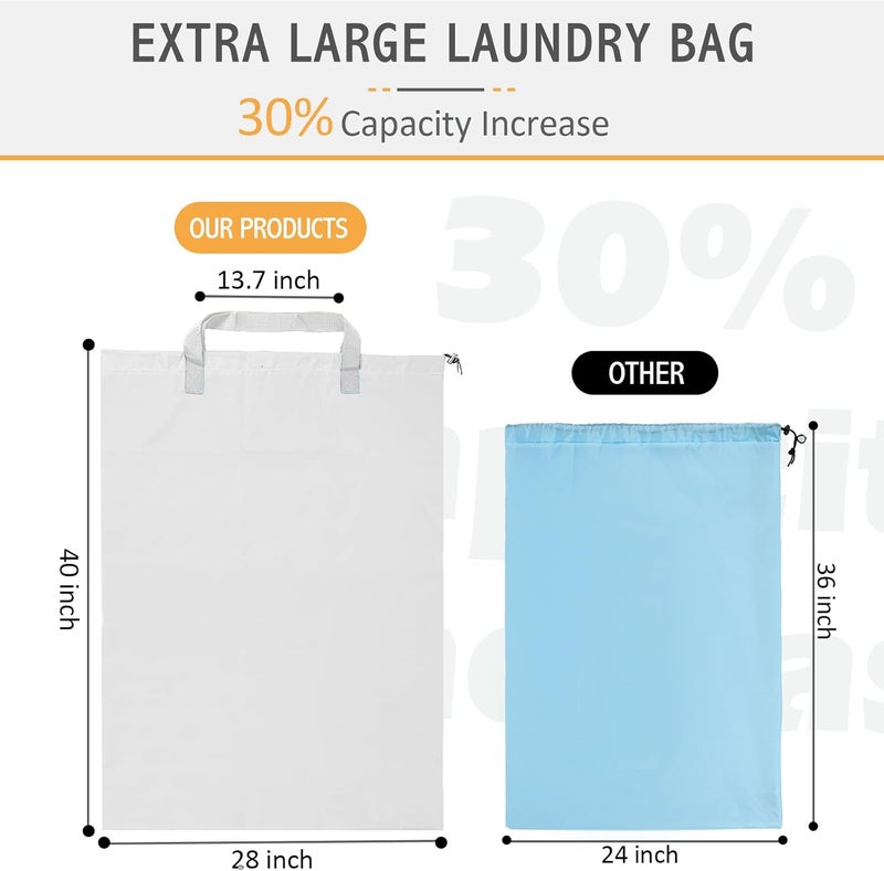 Isink Extra Large Heavy Duty Laundry Bag - 28" x 40", Travel Laundry Bag for Dirty Clothes, Camping (White) - Image 2